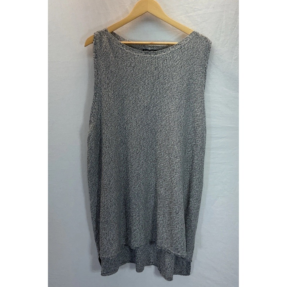 New EILEEN FISHER Tencel‎ Twist Sleeveless Tunic Top 3X Gray Beach Summer Travel